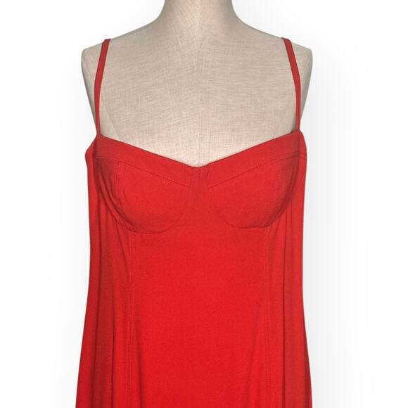 J CREW Crepe Bustier Midi Dress Bustier Cocktail Evening Orange Spaghetti Strap - Picture 4 of 14
